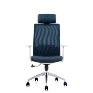 BESTOFF White Frame Blue Mesh Office Chair - Ergonomic Modern Office Chair For Sale in Dubai