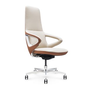 ELON High Back Leather Chair Cream Brown - Executive Office Chair Dubai UAE