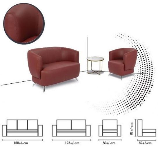 Stylish LOTUS 1-2-3-Seater Sofa - Red Leather Comfort Bespoke Office Chair Dubai