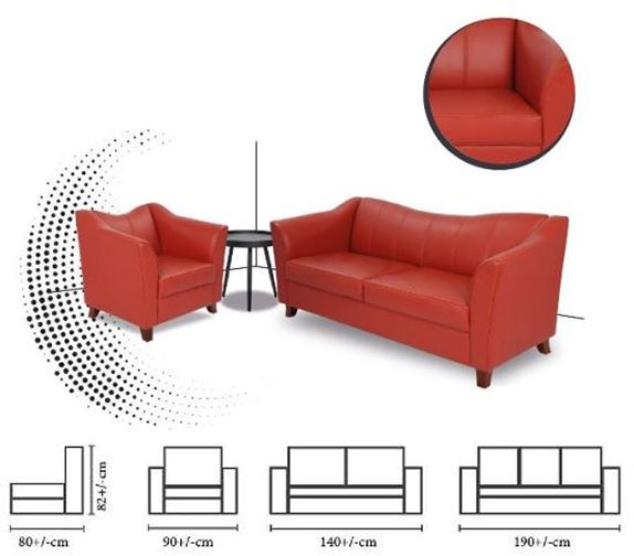VOLCANO 1-2-3-Seater Sofa Size and Dimensions - Premium Luxury Leather Office Chair Dubai