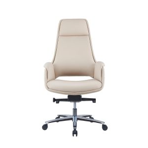 LISSANDRA High Back Beige Leather Chair